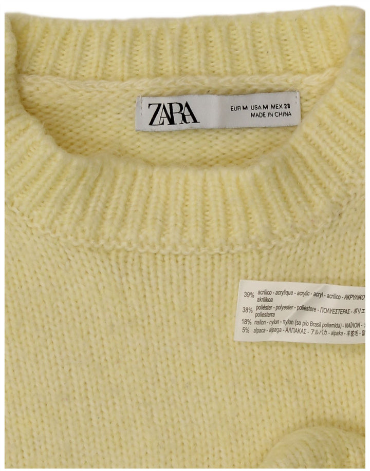 Женский укороченный джемпер оверсайз с круглым вырезом Zara UK 14, средний желтый цвет