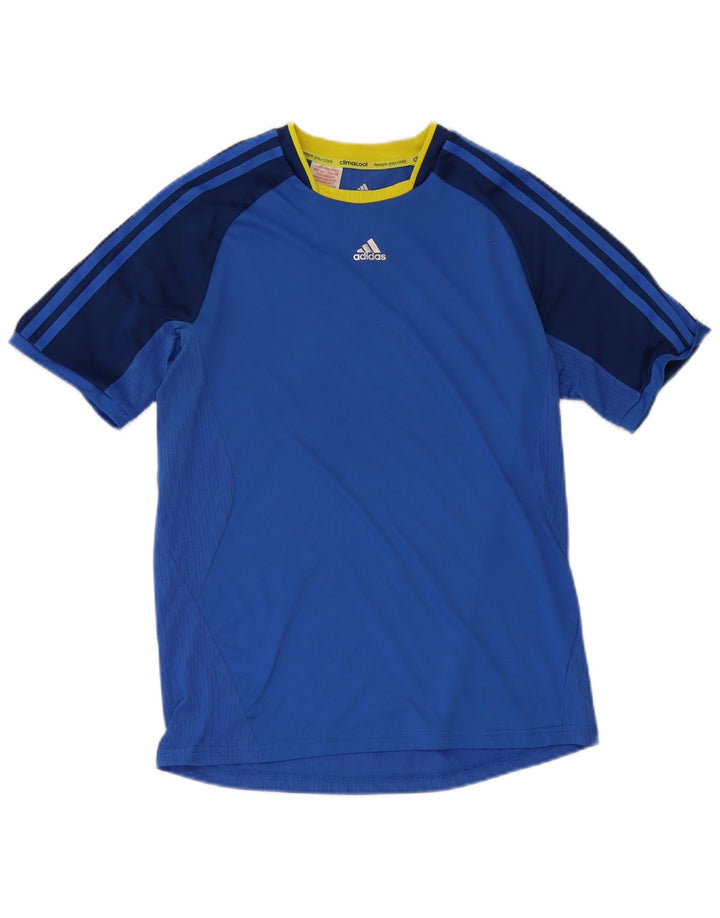 Футболка Adidas Climacool для мальчиков, топ 15–16 лет, синяя, полиэстер с цветными блоками