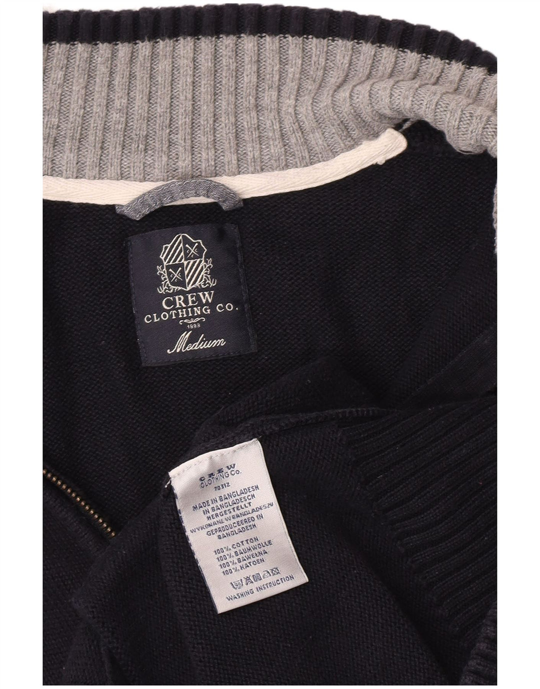 Crew Clothing Мужской кардиган-свитер среднего размера, темно-синий, хлопок