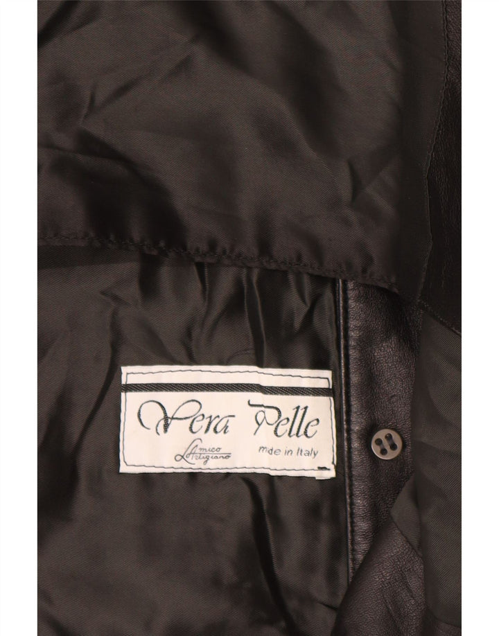 Винтажный мужской кожаный жилет, большой черный кожаный