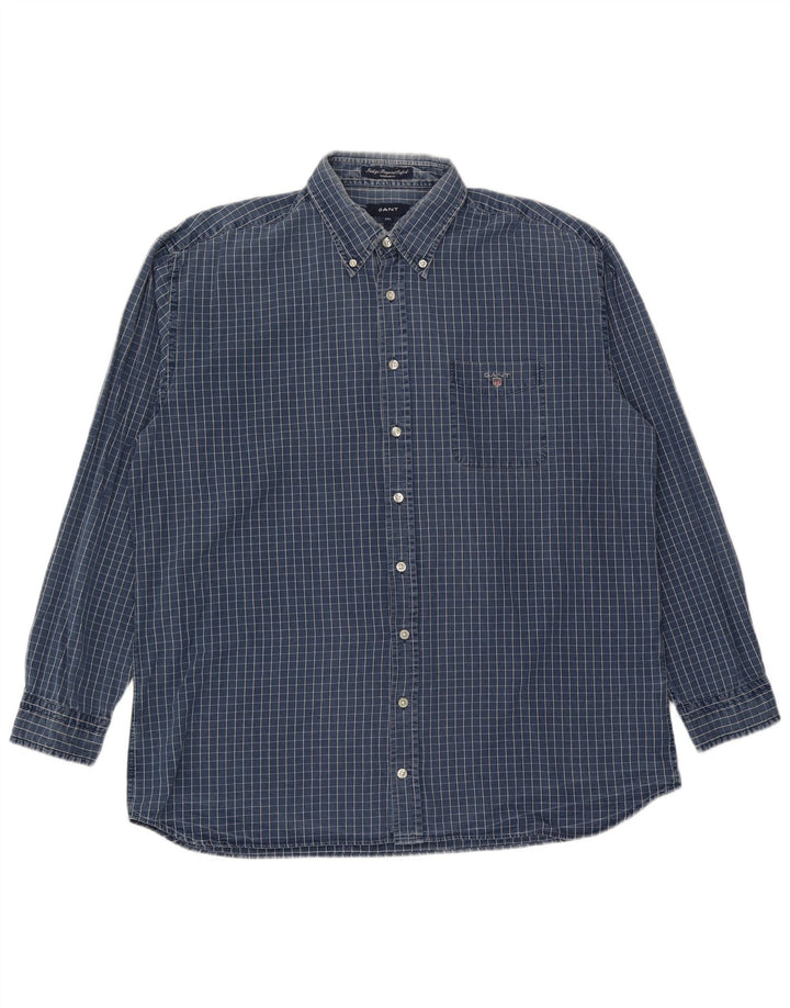 Мужская рубашка стандартного кроя Gant 2XL, синяя клетка, хлопок
