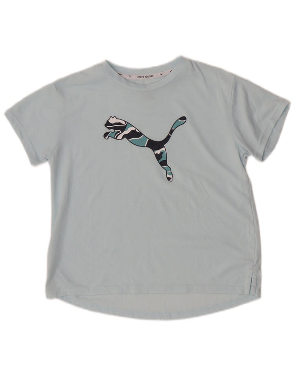Футболка с рисунком Puma для девочек, топ 11-12 лет, синяя