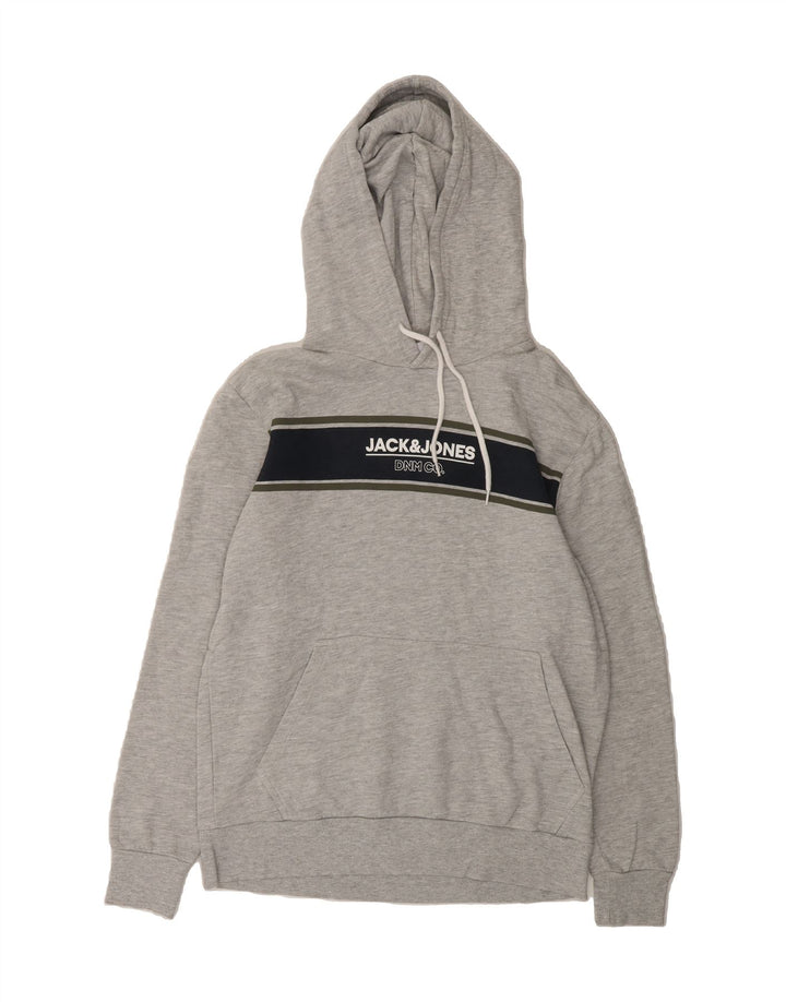JACK & JONES Mens Graphic Hoodie Jumper Medium Grey Cotton Vintage Jack & Jones and Second-Hand Jack & Jones from Messina Hembry 