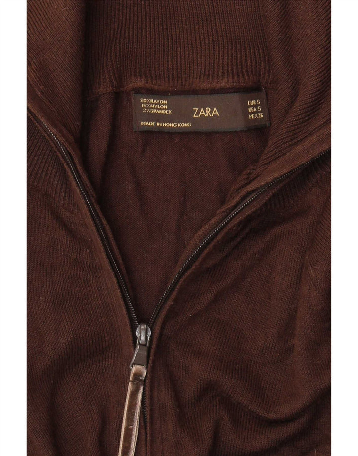 Женский кардиган Zara UK 8, маленький коричневый вискоза