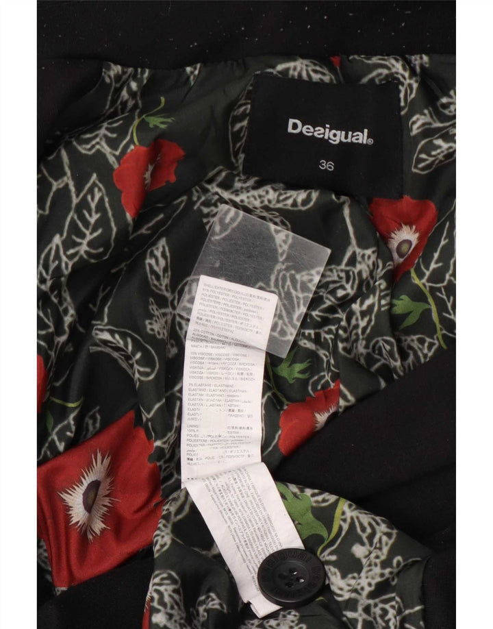Женский пиджак Desigual на 2 пуговицах, EU 36, маленький черный полиэстер с цветочным принтом