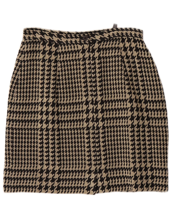 Superior Womens Straight Skirt IT 40 Small W26 Black Houndstooth Viscose