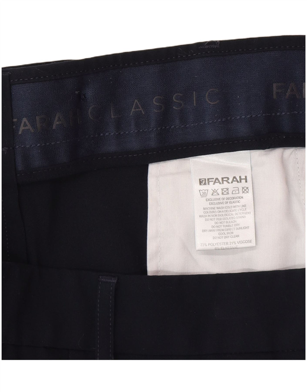 Мужские прямые повседневные брюки Farah W34 L29 темно-синие из полиэстера