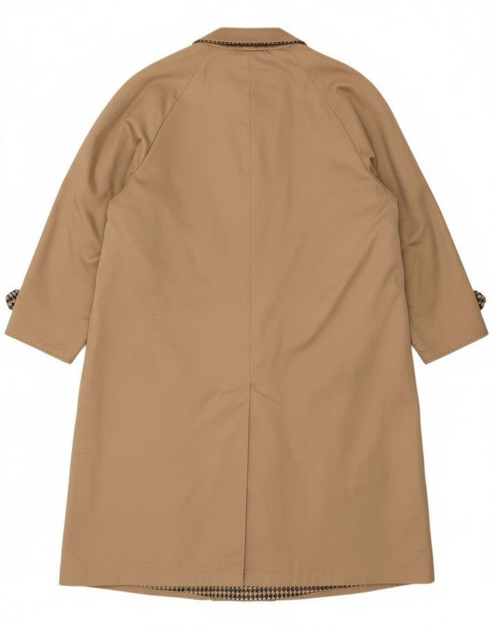 Винтажное женское двустороннее пальто оверсайз IT 47 XL Бежевое с узором «гусиные лапки»
