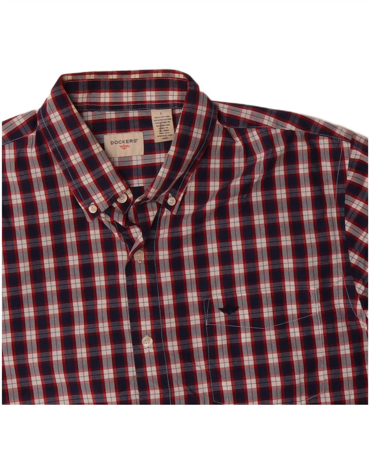 DOCKERS Мужская рубашка большого размера, темно-синяя клетка, хлопок