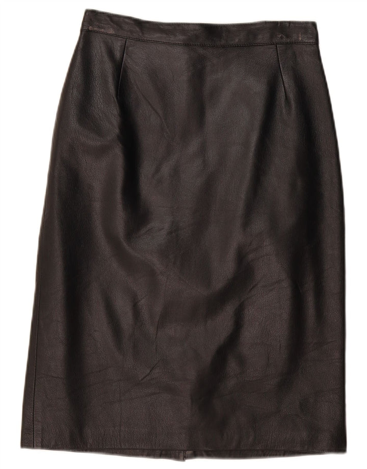 Юбка женская кожаная VINTAGE IT 44 Medium W28 Черная кожа