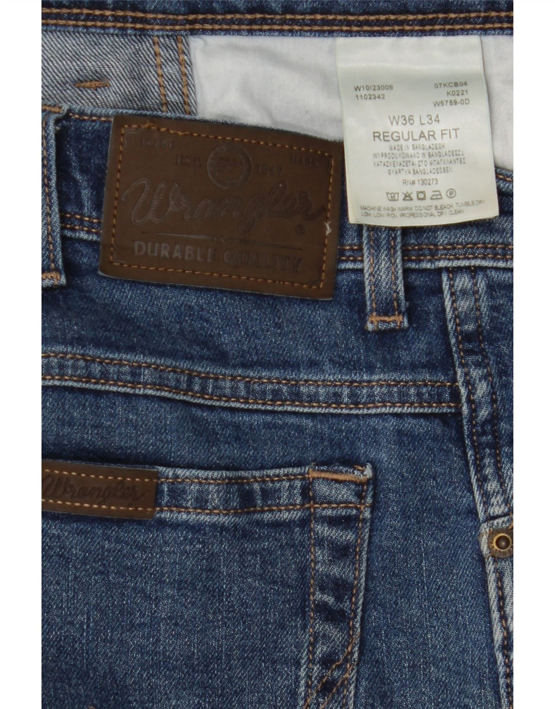 Джинсы мужские прямые WRANGLER W36 L34 синие, хлопок