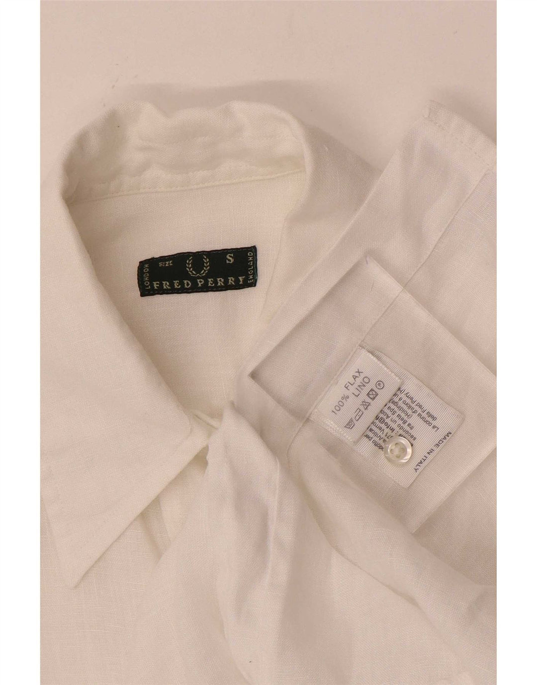 Женская рубашка с рукавом 3/4 Fred Perry UK 10, маленькая, белая, льняная