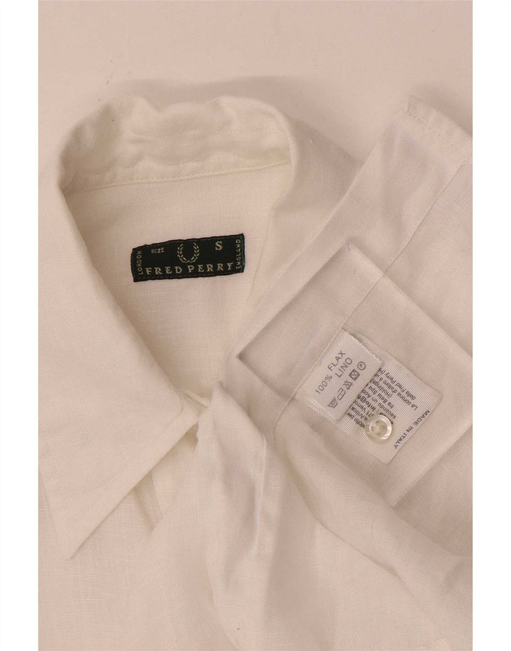 Женская рубашка с рукавом 3/4 Fred Perry UK 10, маленькая, белая, льняная