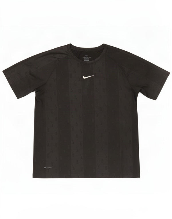 Футболка с рисунком Nike Dri Fit для мальчиков, топ 13–14 лет, размер XL, черная полоска