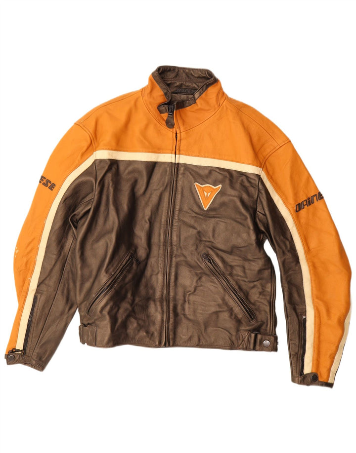 Мужская куртка-гонщик Dainese с графическим рисунком IT 56 XL коричневая с цветными блоками