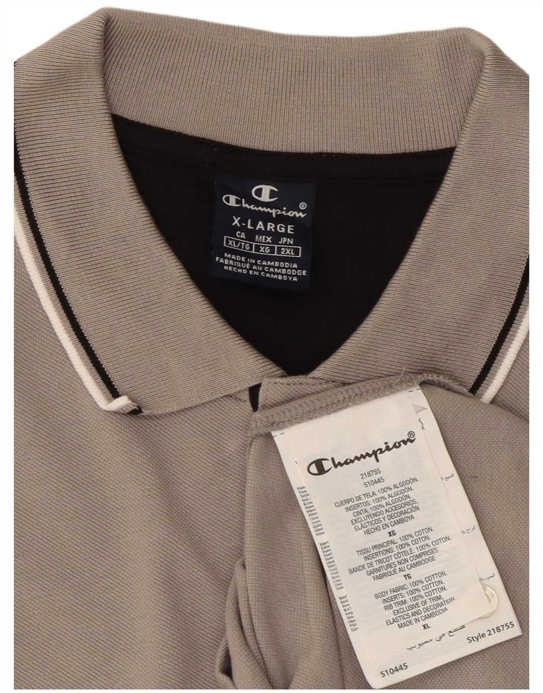 Мужская рубашка-поло CHAMPION XL, серая, хлопок