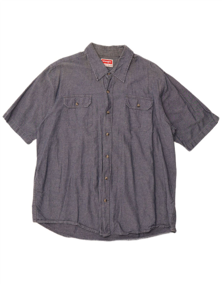 Мужская рубашка с коротким рукавом WRANGLER 2XL, синяя, хлопок