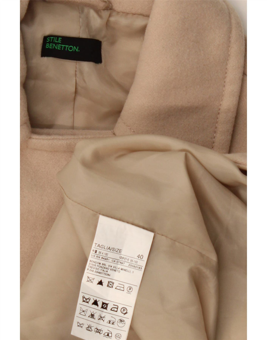 BENETTON Womens Overcoat IT 40 Small Beige Vintage Benetton and Second-Hand Benetton from Messina Hembry 