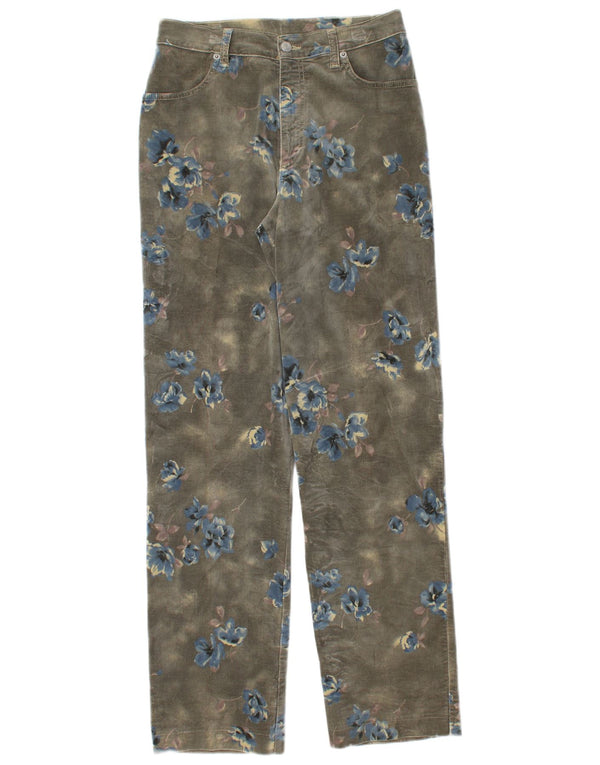 Женские прямые повседневные брюки Outrage W33 L32, зеленый хлопок с цветочным принтом