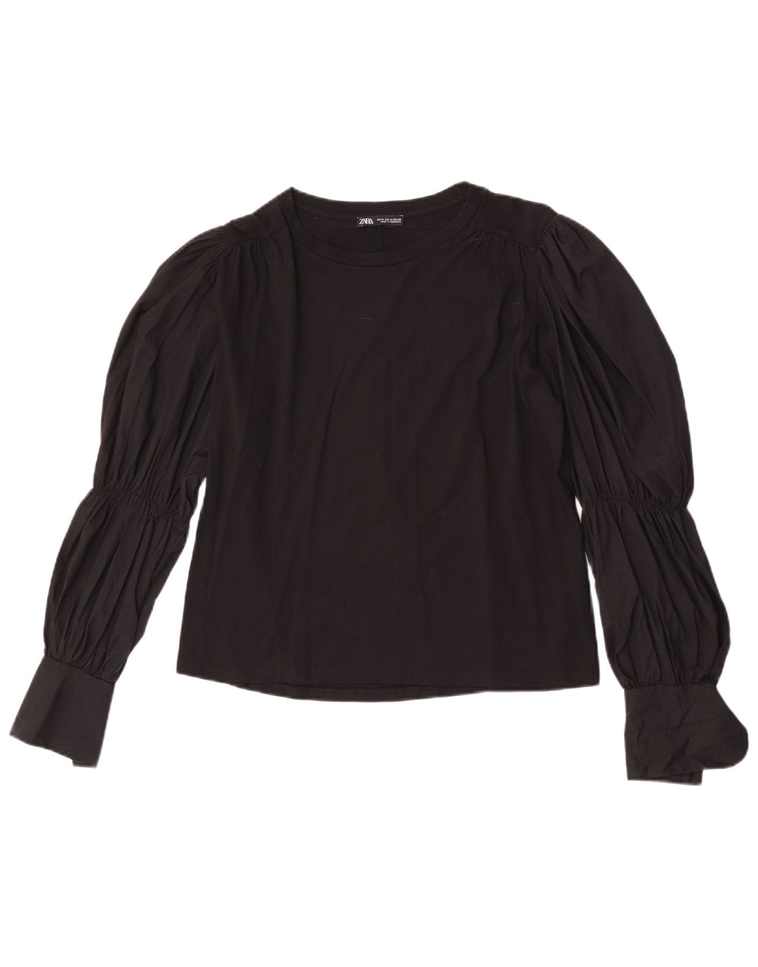 Женская блузка с длинными рукавами Zara UK 14, средний черный хлопок