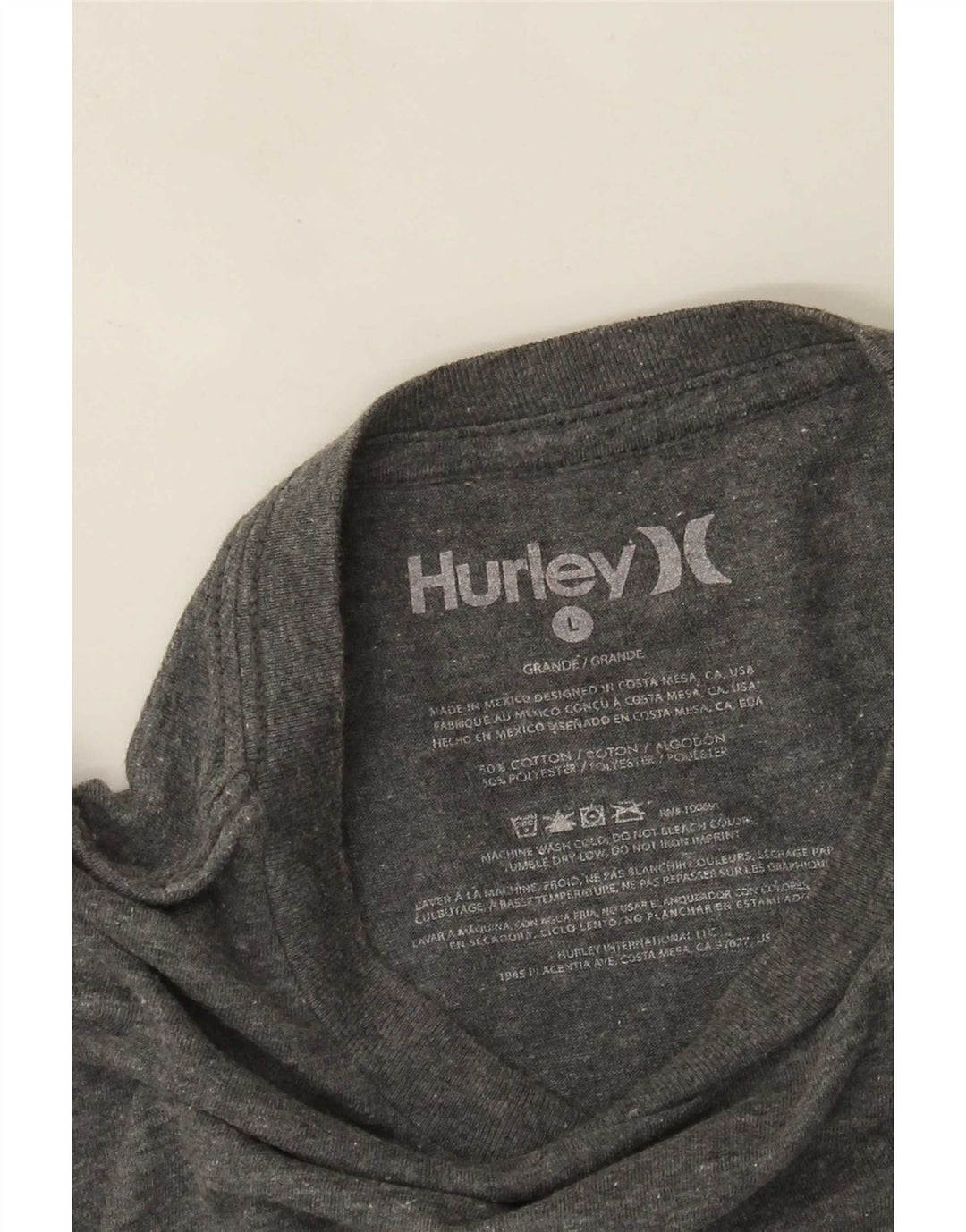 Мужской топ с рисунком Hurley, длинный рукав, большой серый хлопок с крапинками