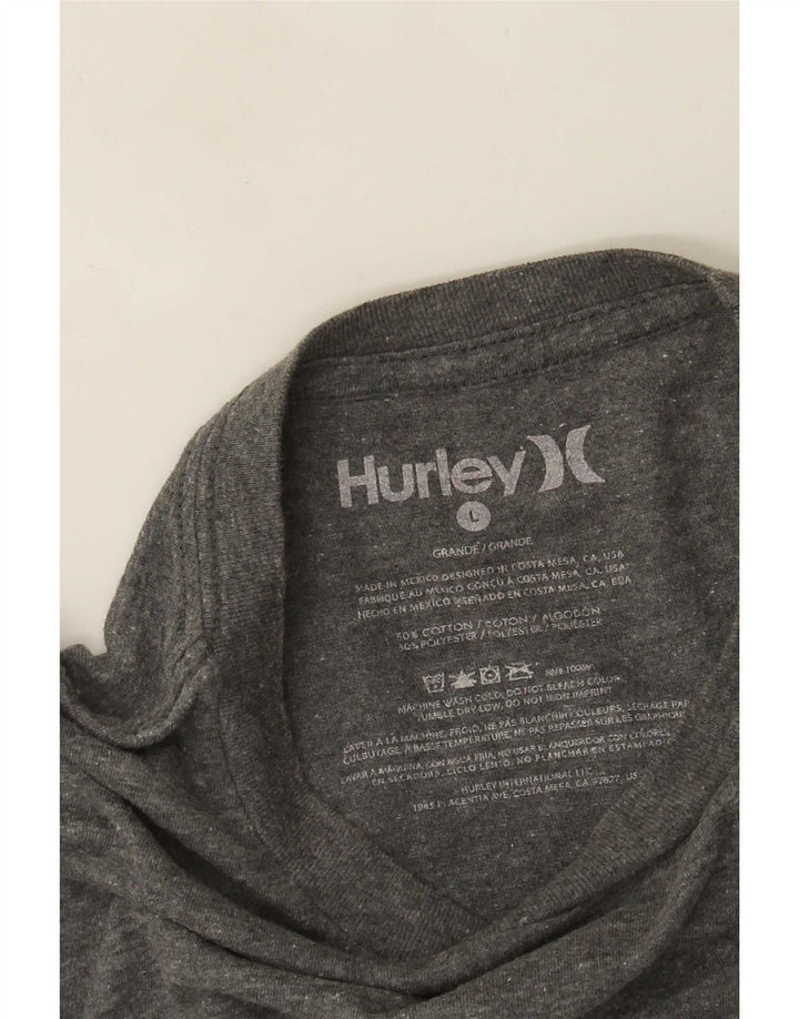 Мужской топ с рисунком Hurley, длинный рукав, большой серый хлопок с крапинками