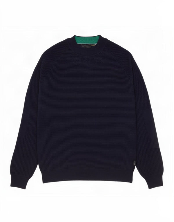 Ted Baker Mens Turtle Neck Jumper Sweater Size 3 Medium Navy Blue Cotton