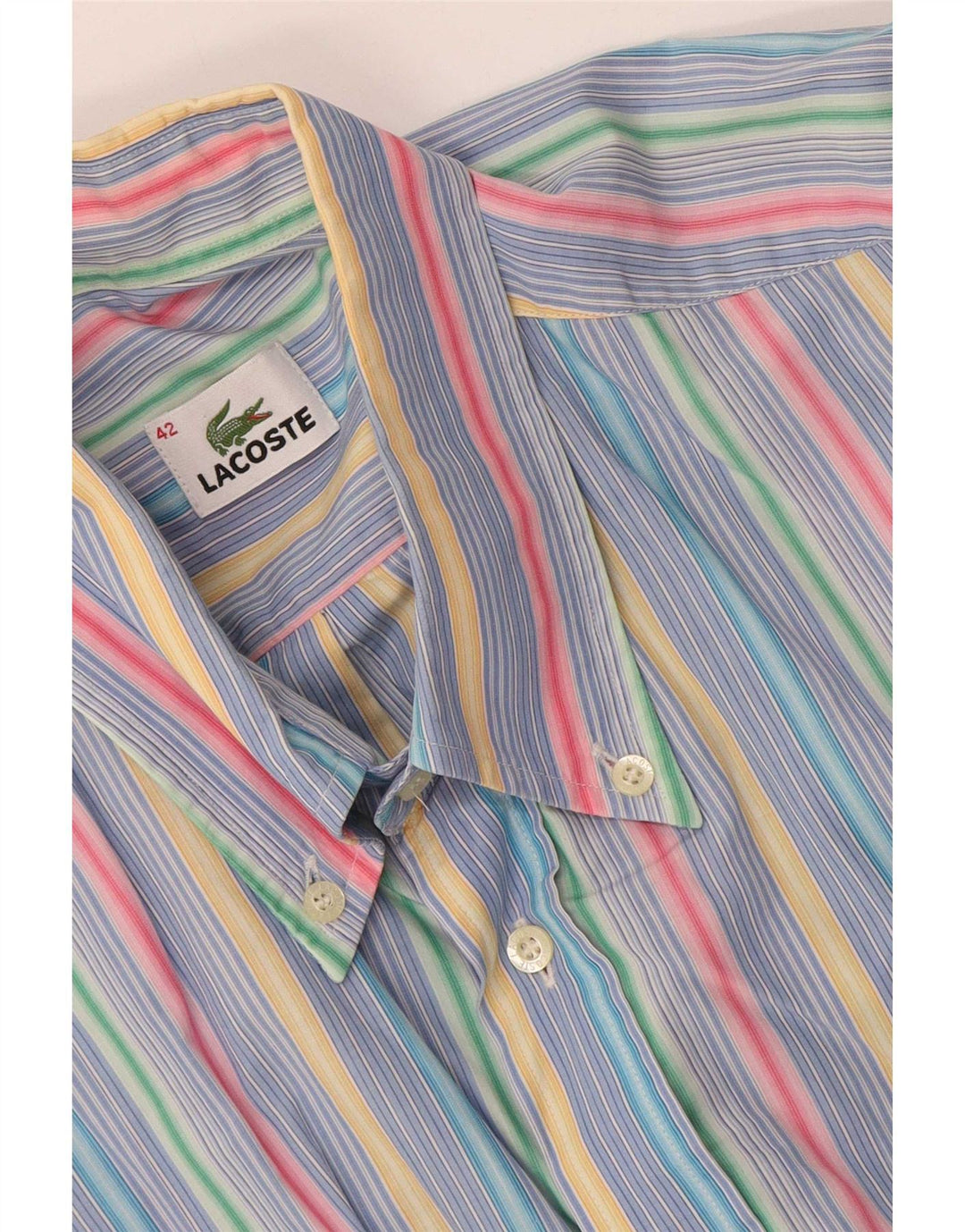 Мужская рубашка с коротким рукавом Lacoste, размер 42, большая разноцветная полоска