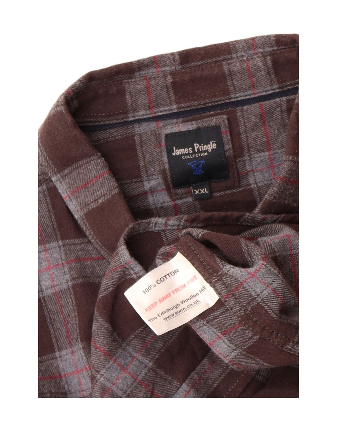 Мужская фланелевая рубашка James Pringle 2XL, коричневая клетка, хлопок