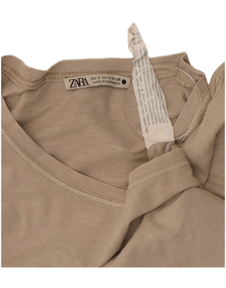 Женская укороченная блузка ZARA UK 10, маленький серый хлопок