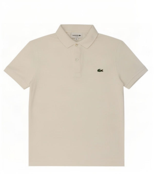 Мужская рубашка-поло приталенного кроя Lacoste, размер 3, маленькая, белый хлопок