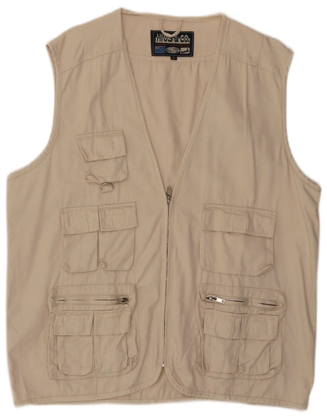 Винтажный мужской универсальный жилет UK 42 XL, бежевый хлопок