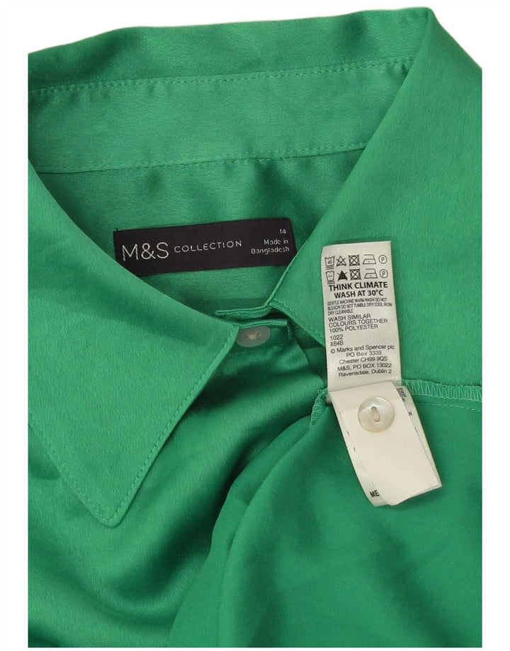 Женская рубашка Marks & Spencer UK 14, большая зеленая, полиэстер
