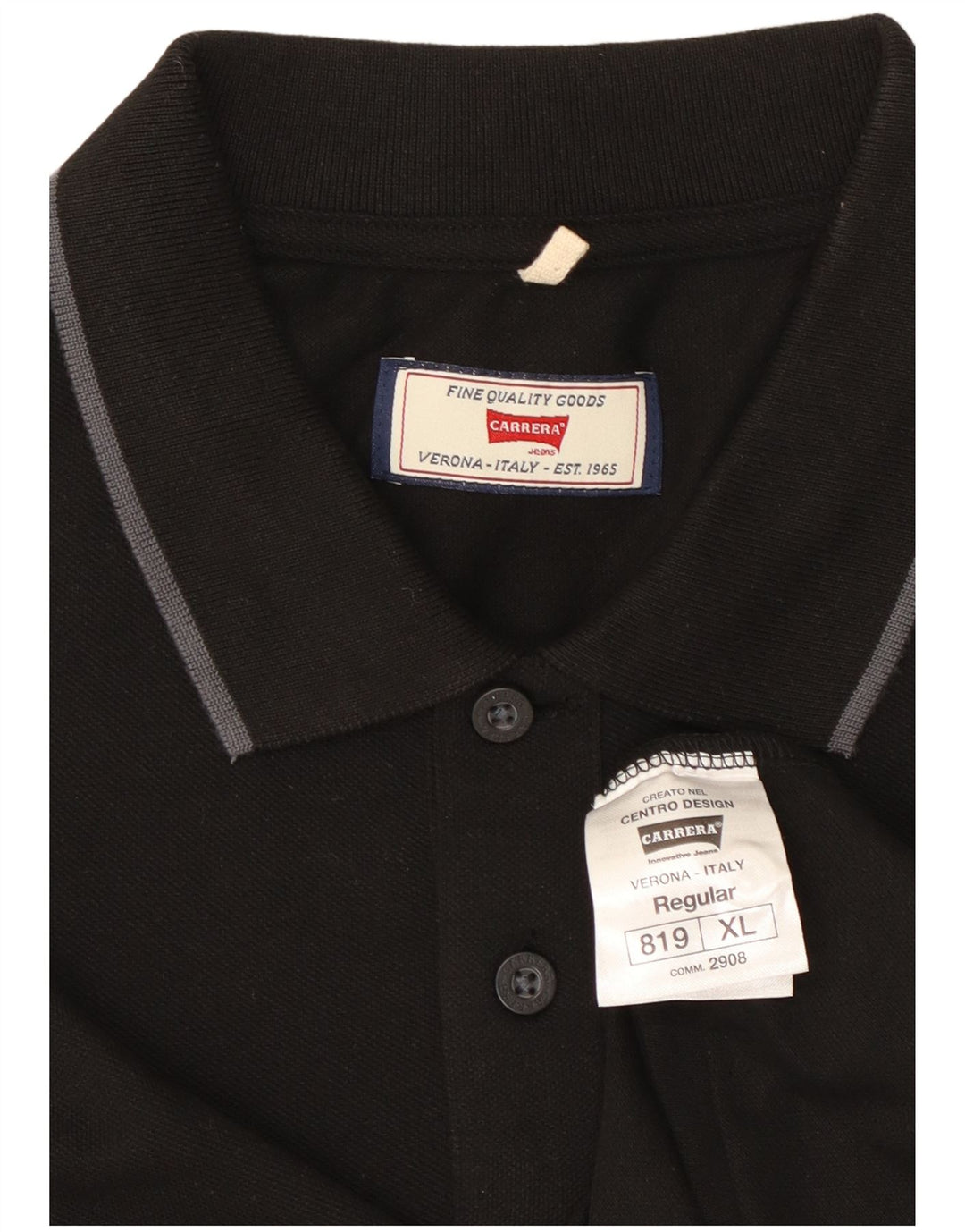 Мужская рубашка поло Carrera Regular XL, черный хлопок