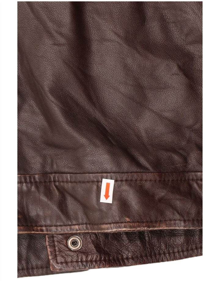 Мужская кожаная куртка в стиле милитари Conbipel IT 54 XL Коричневая кожа ягненка