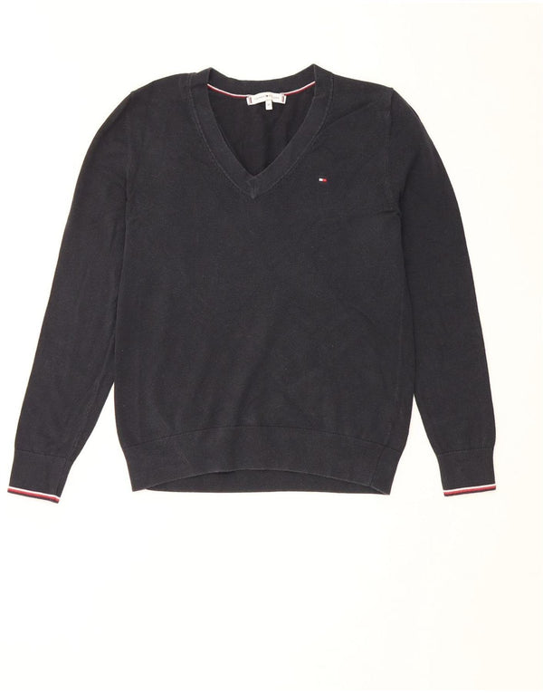 Женский джемпер с v-образным вырезом Tommy Hilfiger UK 6 XS, черный хлопок