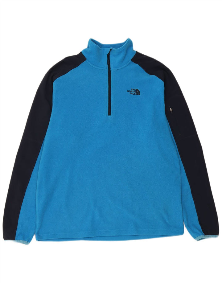 THE NORTH FACE Мужской флисовый джемпер с воротником на молнии, средний синий, цветные блоки
