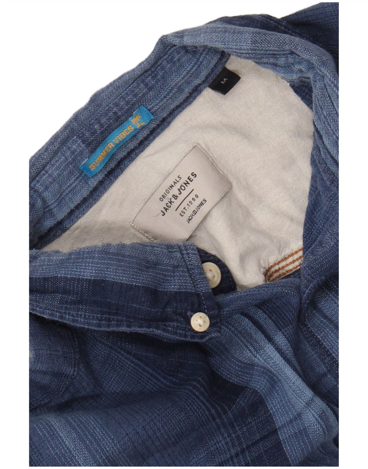 Мужская фланелевая рубашка JACK & JONES среднего синего цвета в клетку