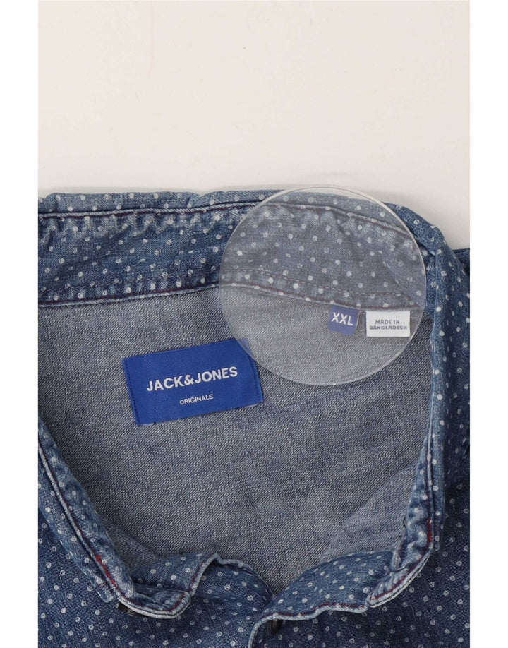 Мужская джинсовая рубашка Jack & Jones 2XL, синяя пятнистая