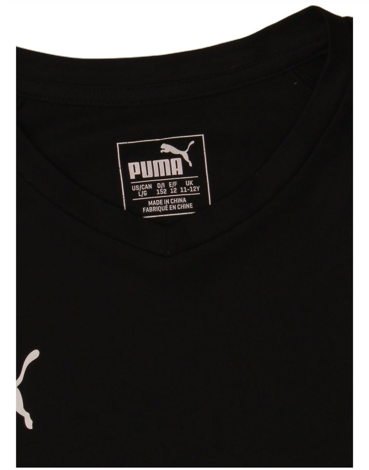 Футболка Puma для мальчиков, топ 11-12 лет, черный полиэстер