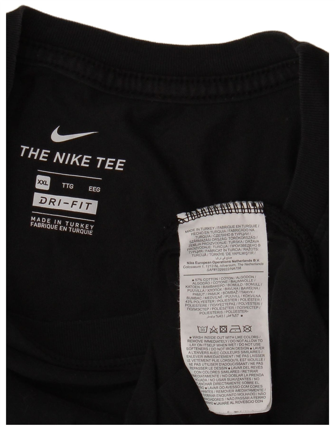 Мужская футболка NIKE Dri Fit 2XL, черный хлопок