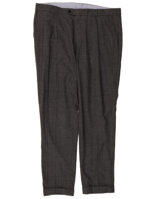 Мужские костюмные брюки Massimo Dutti с привязками EU 48 XL W38 L32 серые хлопковые в клетку
