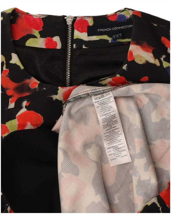 Женское платье А-силуэта FRENCH CONNECTION UK 8, маленькое черное хлопковое платье с цветочным принтом