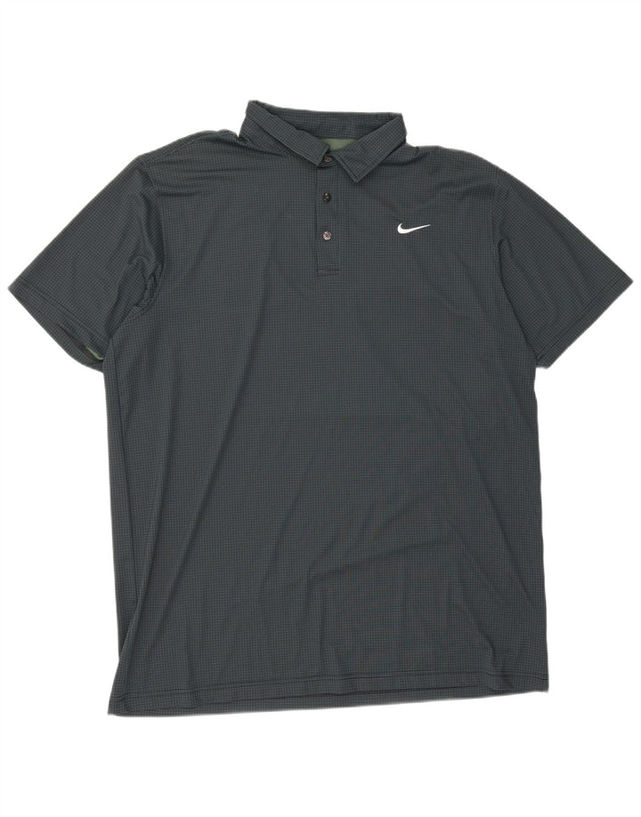 Мужская рубашка-поло Nike Dri Fit 4XL, полиэстер, зеленый пятнистый цвет