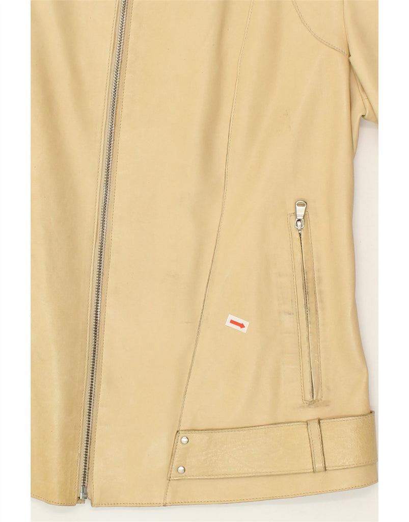 BETTY JACKSON Womens Leather Jacket UK 14 Medium Beige Leather Vintage Betty Jackson and Second-Hand Betty Jackson from Messina Hembry 