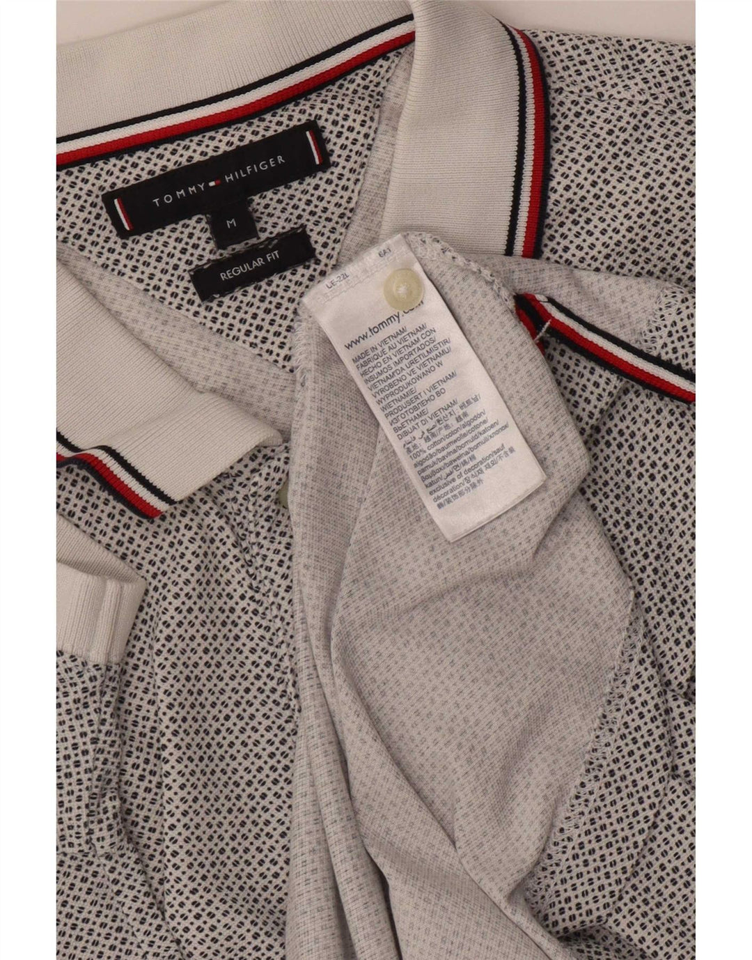 Мужская рубашка-поло стандартного кроя Tommy Hilfiger, средний белый пятнистый хлопок
