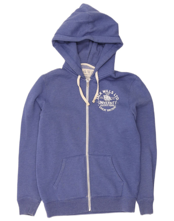 Мужской свитер с капюшоном и молнией с графическим рисунком Jack Wills, маленький синий хлопковый свитер