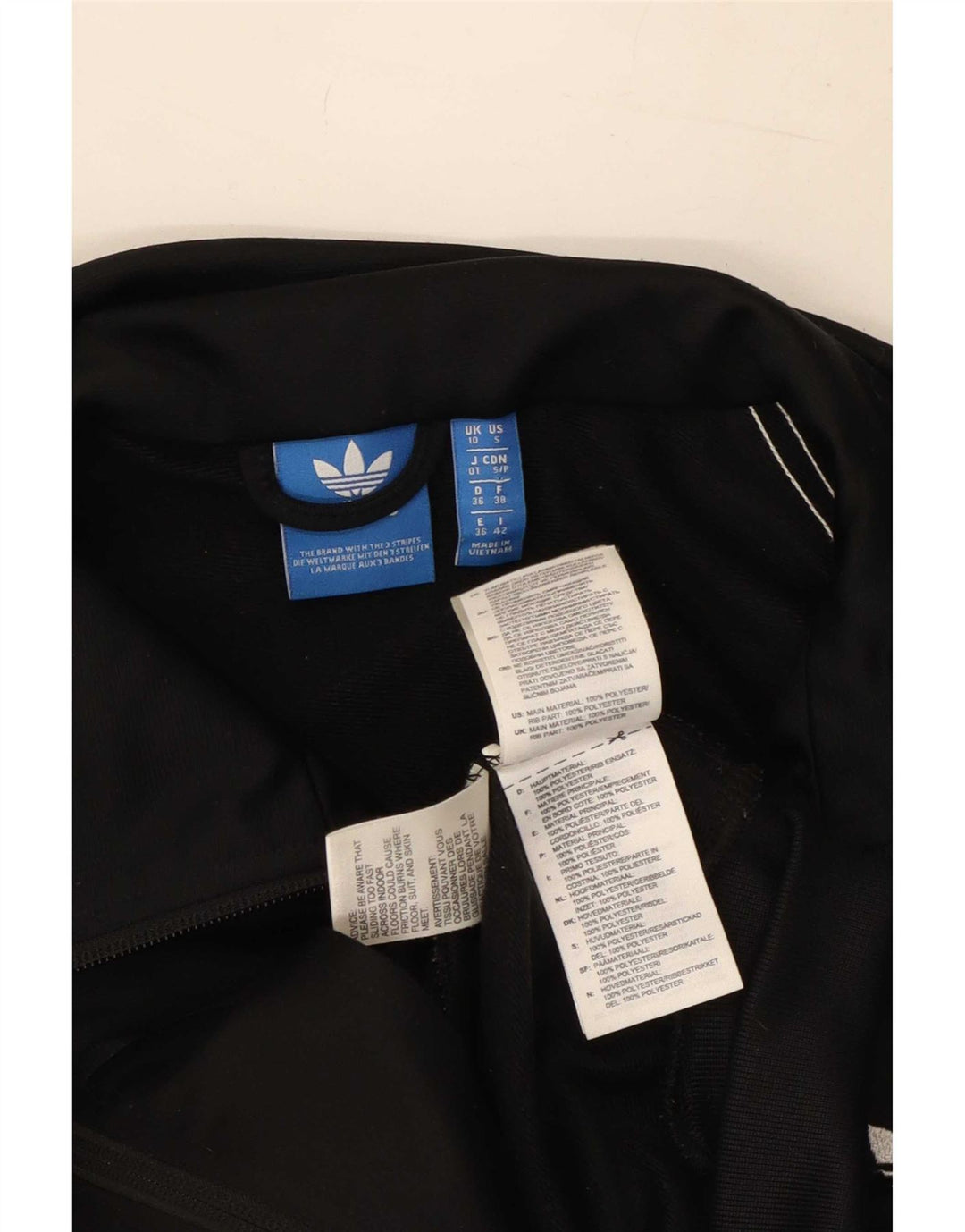 Женский спортивный костюм Adidas с графическим рисунком, верхняя куртка UK 10, маленький черный полиэстер