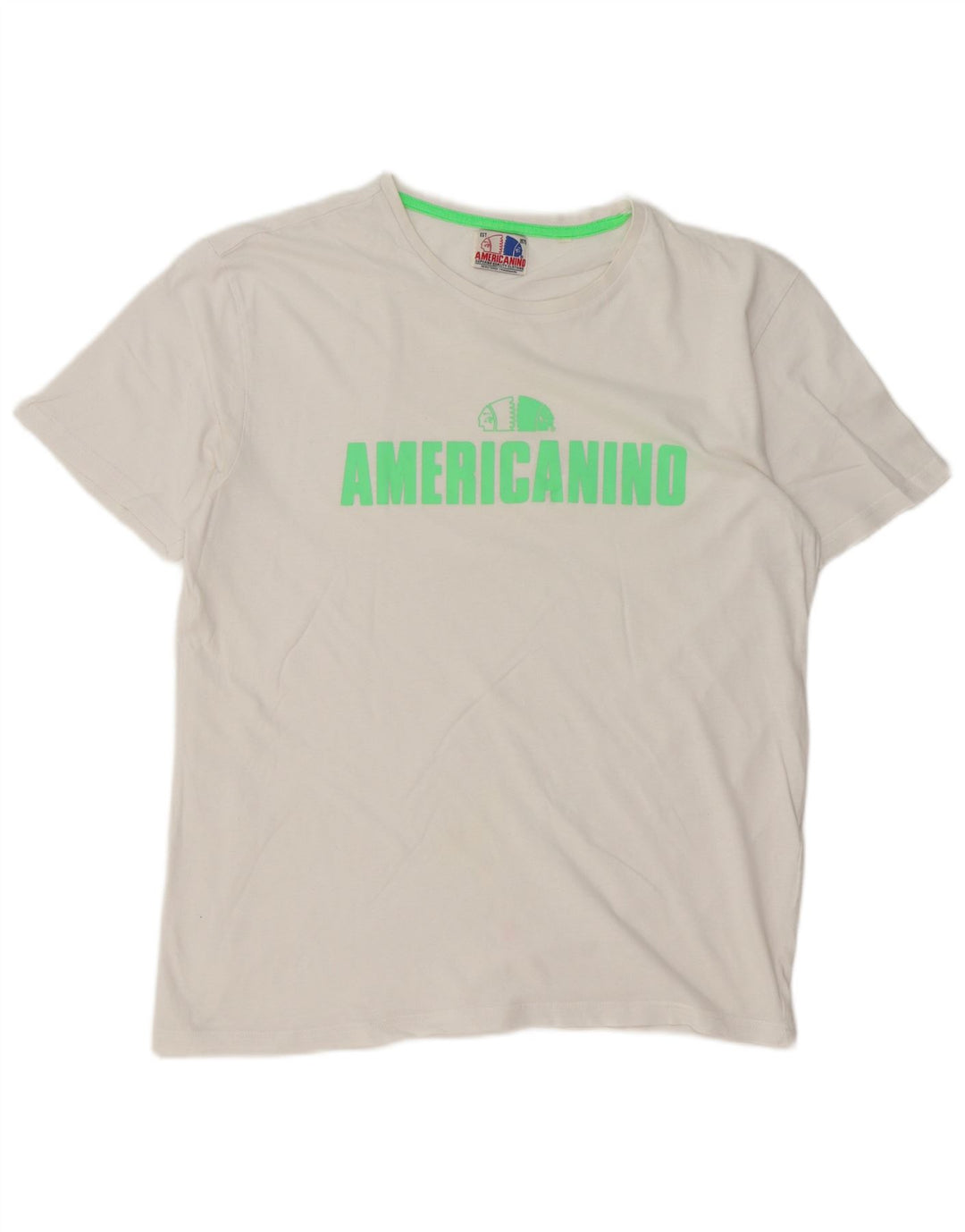 Мужская футболка Americanino с обычным рисунком, топ среднего размера, белый хлопок, хлопок