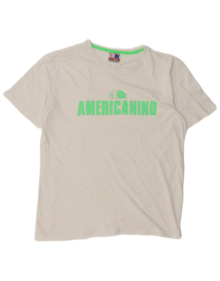 Мужская футболка Americanino с обычным рисунком, топ среднего размера, белый хлопок, хлопок